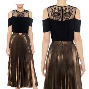 A.L.C. Glyn Cold Shoulder Lace Crepe Top